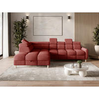 ECKSOFA BUN in Bouclé Rot  - Elfenbein/Rot, Design, Holz/Textil (209/276cm) - MID.YOU