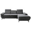 ECKSOFA RIMA Anthrazit Velours  - Anthrazit/Silberfarben, MODERN, Textil/Metall (262/182cm) - Trendmanufaktur