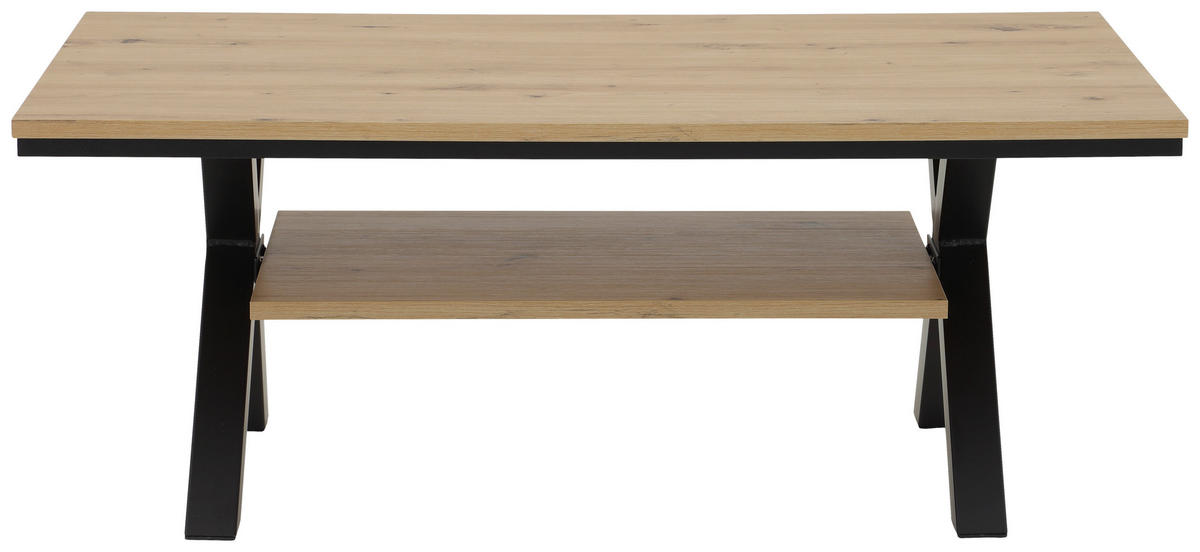 COUCHTISCH 110/67/43 cm rechteckig Schwarz, Eiche Artisan  - Schwarz/Eiche Artisan, KONVENTIONELL, Holzwerkstoff/Metall (110/67/43cm) - Boxxx