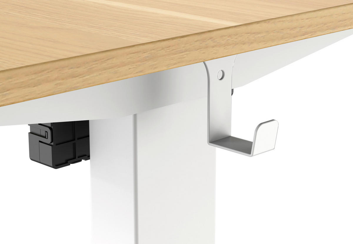 SCHREIBTISCH höhenverstellbar  - Eichefarben/Weiß, MODERN, Holzwerkstoff/Metall (120/60/73,5/118cm) - Livetastic