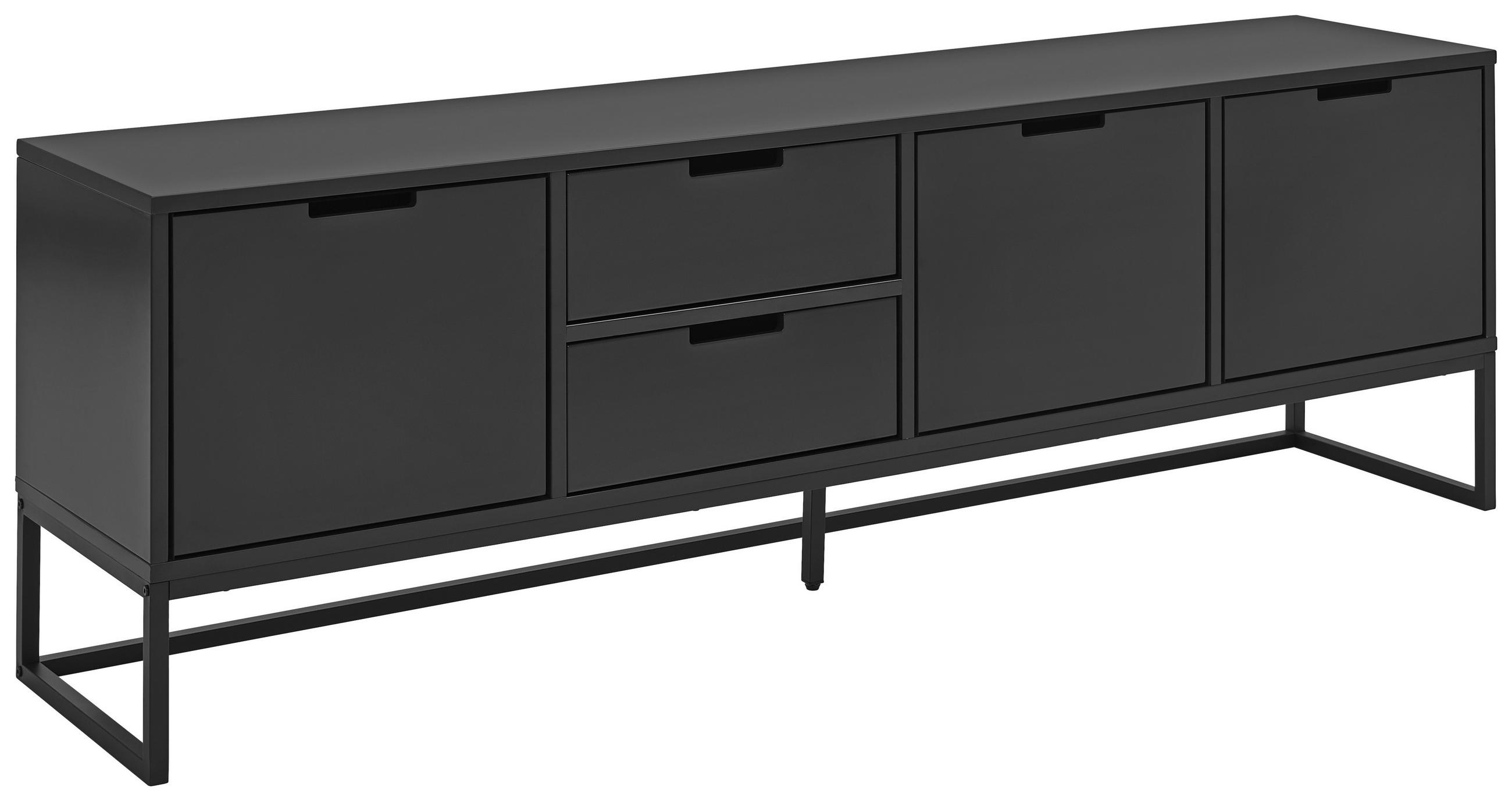 LOWBOARD  180/58/40 cm 2 Schublade(n) stehend, Beimöbel erhältlich  - Schwarz/Grau, Design, Holzwerkstoff/Metall (180/58/40cm) - Novel