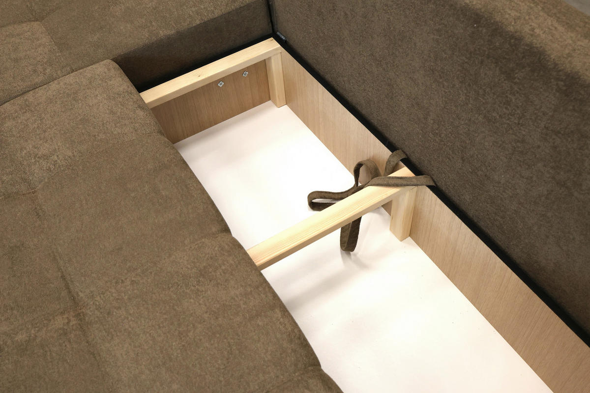 ECKSOFA LAGUNA in Frottee Braun  143/260 cm  - Schwarz/Braun, Design, Kunststoff/Textil (143/260cm) - MID.YOU