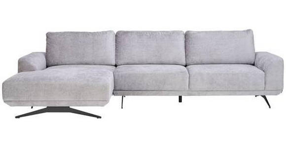 ECKSOFA in Webstoff Grau  - Schwarz/Grau, Design, Textil/Metall (172/320cm) - Valnatura