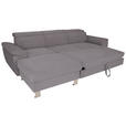 ECKSOFA inkl. Funktionen in Cord Dunkelgrau  - Dunkelgrau/Silberfarben, Design, Textil/Metall (167/250cm) - Xora