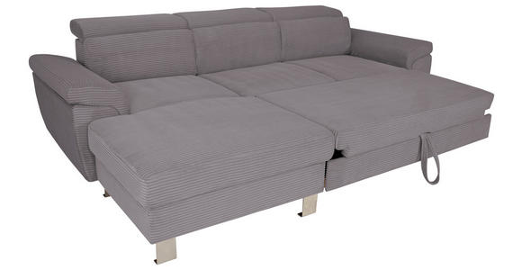 ECKSOFA inkl. Funktionen in Cord Dunkelgrau  - Dunkelgrau/Silberfarben, Design, Textil/Metall (167/250cm) - Xora