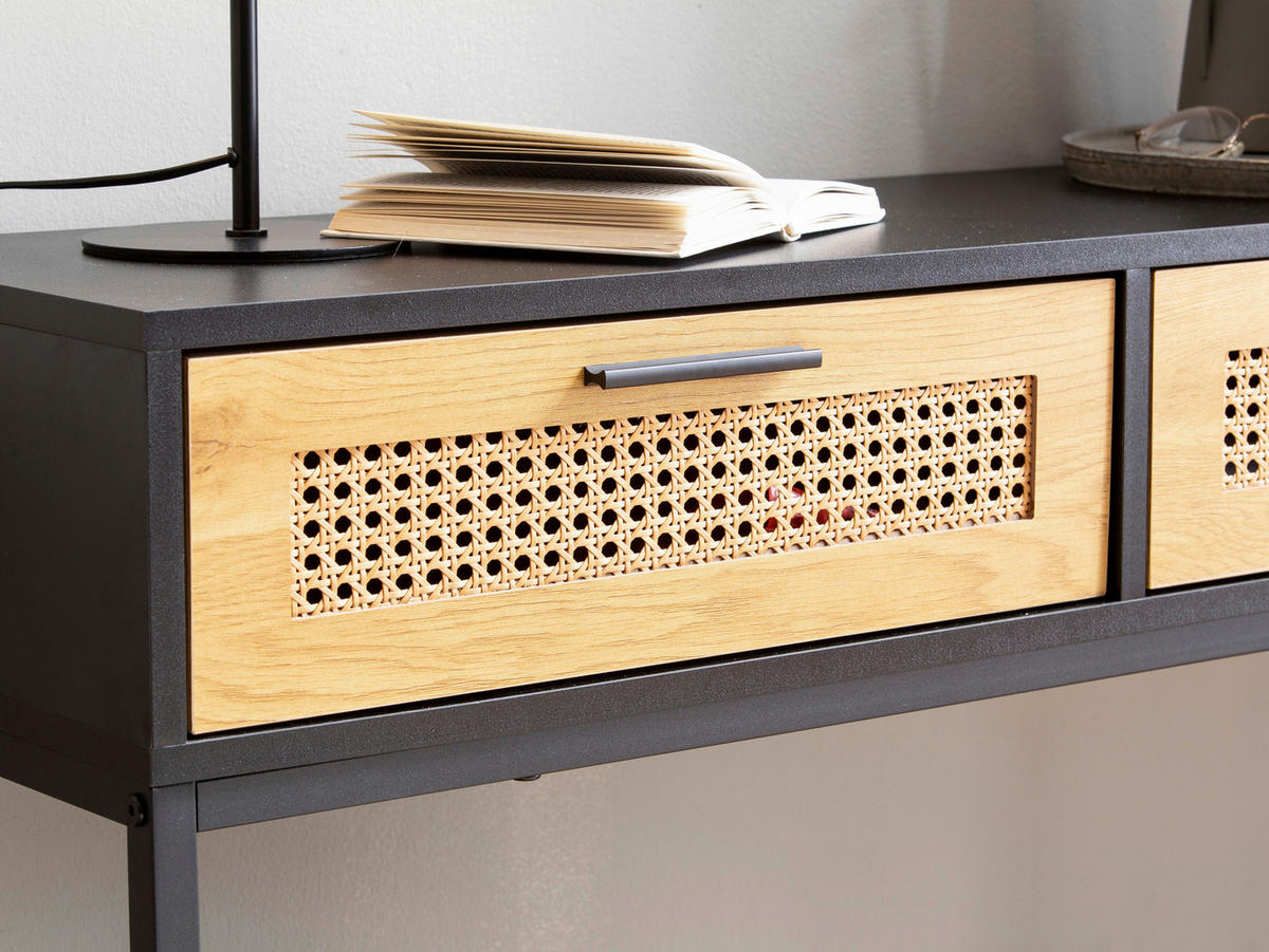 KONSOLENTISCH in Holzwerkstoff 100/30/75 cm   - Schwarz/Braun, Konventionell, Holzwerkstoff/Metall (100/30/75cm) - Livetastic