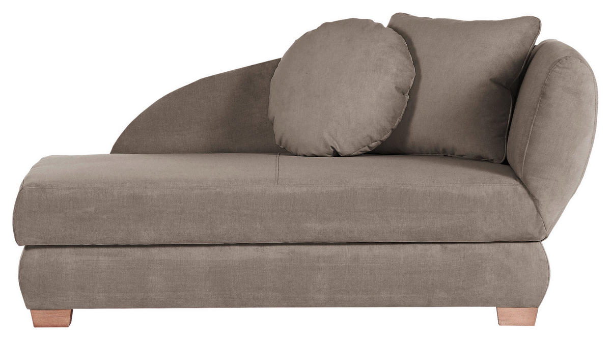 RÉCAMIERE Taupe Mikrofaser  - Taupe/Eichefarben, LIFESTYLE, Holz/Textil (176/85/88cm) - Xora