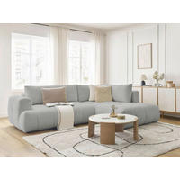 ECKSCHLAFSOFA FUJI Bouclé Hellgrau  inkl.  - Hellgrau/Schwarz, MODERN, Kunststoff/Textil (282/204cm)