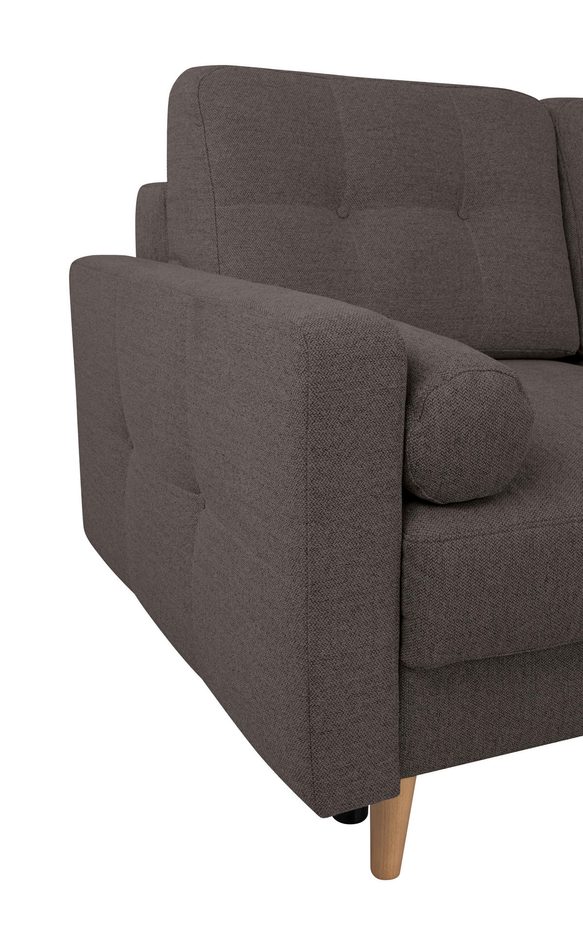 ECKSOFA in Grau  - Buchefarben/Grau, Design, Holz/Textil (242/242cm) - MID.YOU