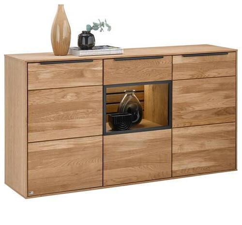 SIDEBOARD in 150/80/40 cm - Eichefarben/Schwarz, Trend, Glas/Holz (150/80/40cm) - SetOne by Musterring