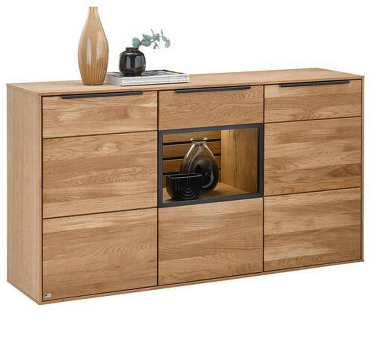 SIDEBOARD  in 150/80/40 cm  - Eichefarben/Schwarz, Trend, Glas/Holz (150/80/40cm) - SetOne by Musterring