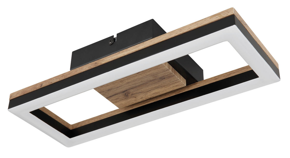 LED-DECKENLEUCHTE 12 W    34,5/13/5,8 cm  - Dunkelbraun/Opal, Design, Holzwerkstoff/Kunststoff (34,5/13/5,8cm) - Globo