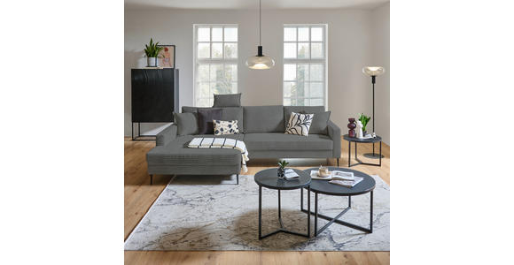 ECKSOFA Grau Cord Zierkissen, Rückenkissen, Rücken echt  - Schwarz/Grau, KONVENTIONELL, Textil/Metall (173/276cm) - Carryhome