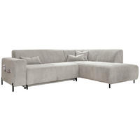 ECKSOFA in Cord Beige  250/192 cm  - Beige/Schwarz, Textil/Metall (250/192cm) - MID.YOU
