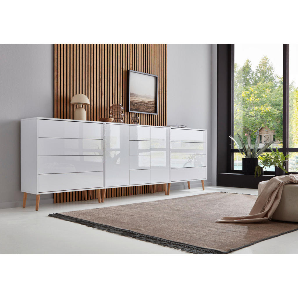 Thumbnail - Mid.you Sideboard Mailand Set 12 + HF, Weiß, Weiß Hochglanz, Holzwerkstoff, massiv, 2 Fächer, 12 Schubladen, 263.5x86x33...