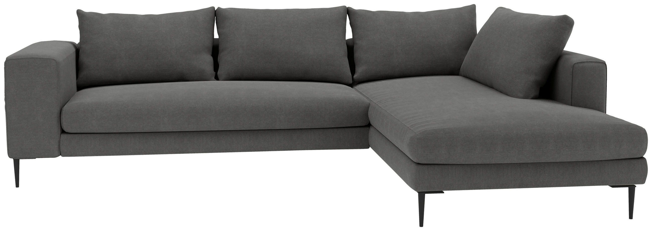 ECKSOFA Dunkelgrau Struktur  - Dunkelgrau/Schwarz, MODERN, Textil/Metall (295/210cm) - MID.YOU