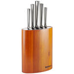 MESSERBLOCK 6-teilig  - Edelstahlfarben/Akaziefarben, Basics, Holz/Metall - Homeware Profession.