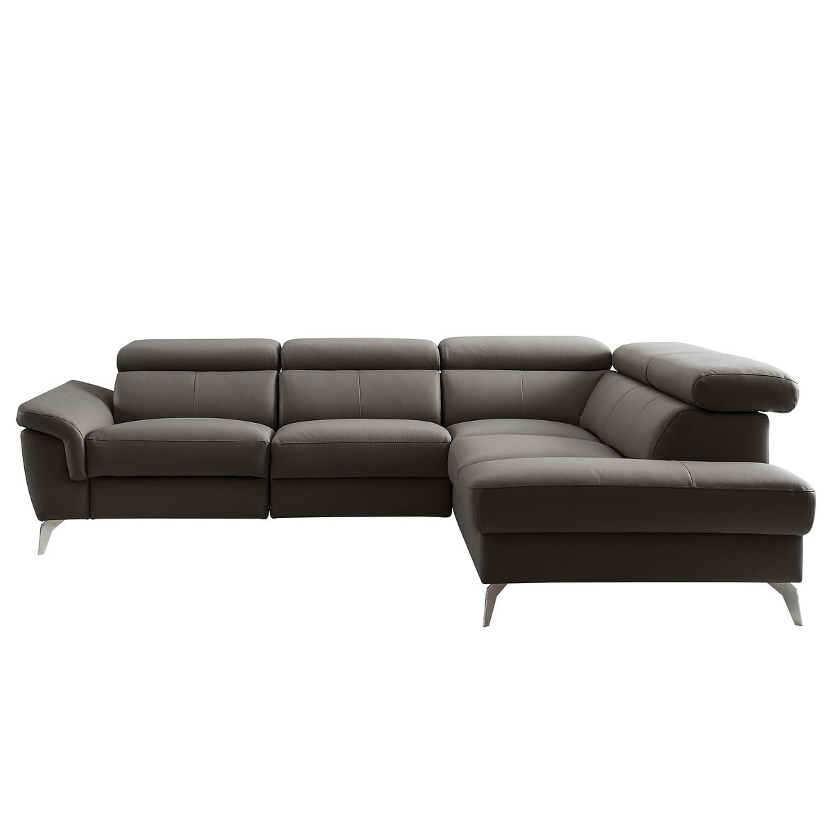 ECKSOFA  in Lederlook Echtleder Dunkelbraun  265/210 cm  - Chromfarben/Dunkelbraun, Design, Leder/Textil (265/210cm) - Livetastic
