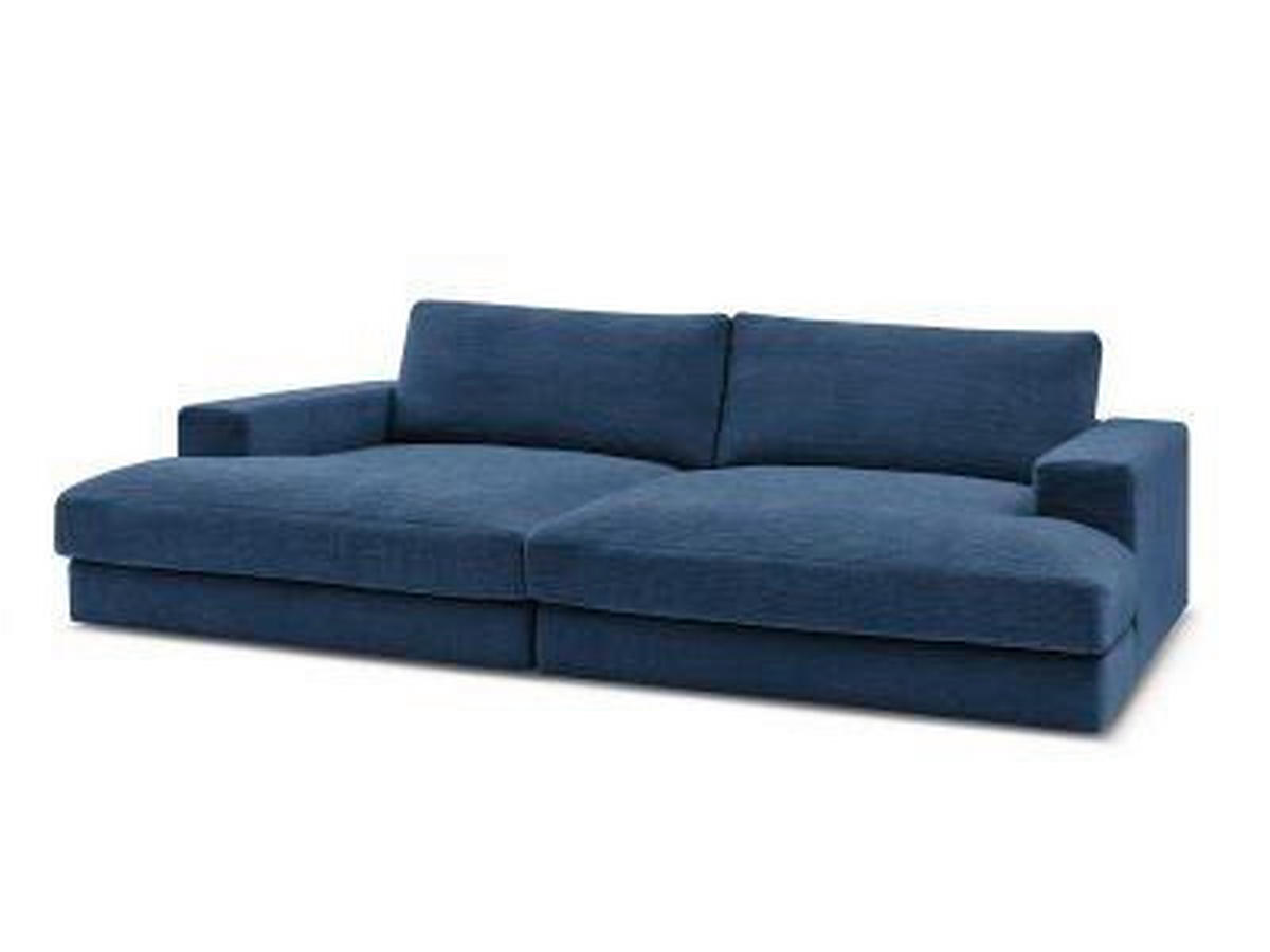 BIGSOFA LEONARD Struktur Dunkelblau  - Schwarz/Dunkelblau, MODERN, Kunststoff/Textil (274/77/159cm)