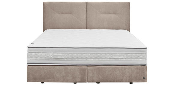 BOXSPRINGBETT 160/200 cm,  in Creme, Matratze, H2 + H2 = mittel  - Creme/Schwarz, Design, Kunststoff/Textil (160/200cm) - Dieter Knoll