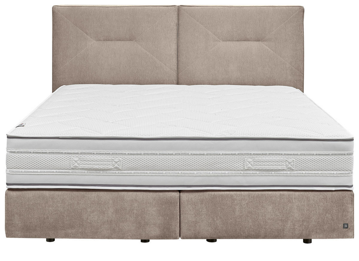 BOXSPRINGBETT 160/200 cm,  in Creme, Matratze, H2 + H2 = mittel  - Creme/Schwarz, Design, Kunststoff/Textil (160/200cm) - Dieter Knoll