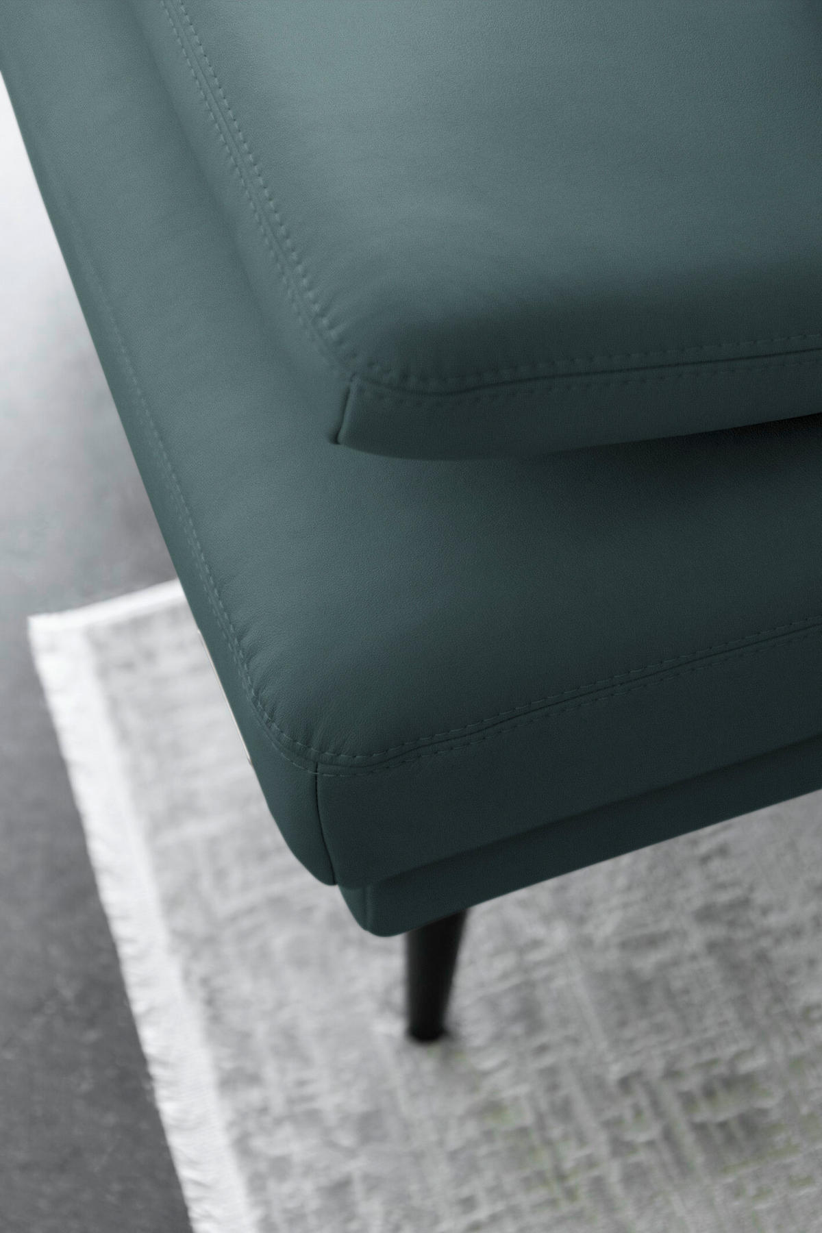 ECKSOFA Echtleder Graublau  - Graublau/Schwarz, Konventionell, Leder/Metall (180/301cm) - Joop!