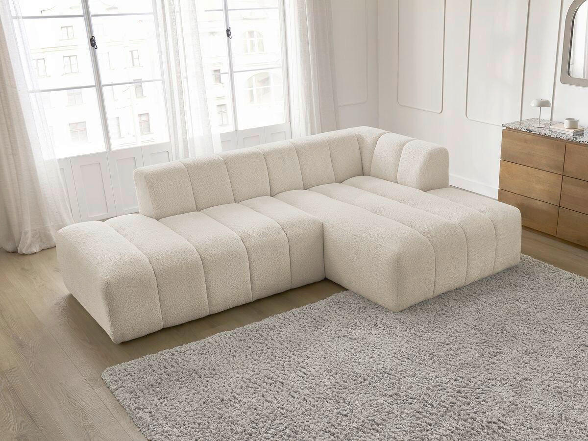 ECKSOFA  ANNECY Beige Bouclé  - Beige/Schwarz, MODERN, Kunststoff/Textil (262/170cm)