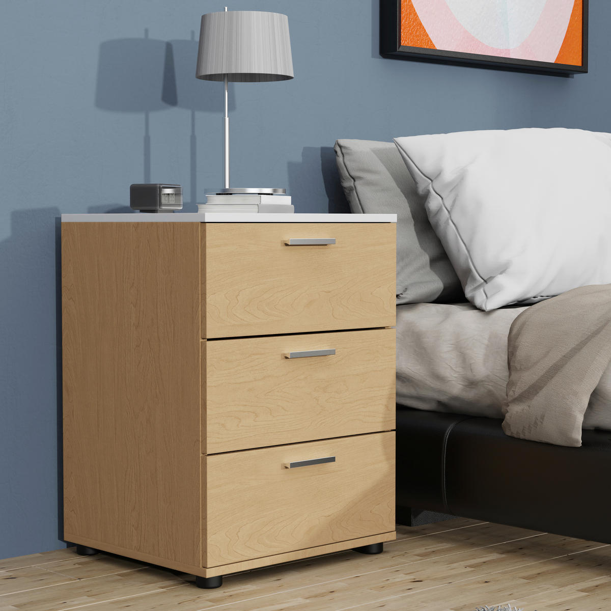 NACHTTISCH 46/59/42 cm  in Weiss, Eichefarben  - Honigeiche/Weiss, Modern, Holzwerkstoff/Kunststoff (46/59/42cm) - MID.YOU