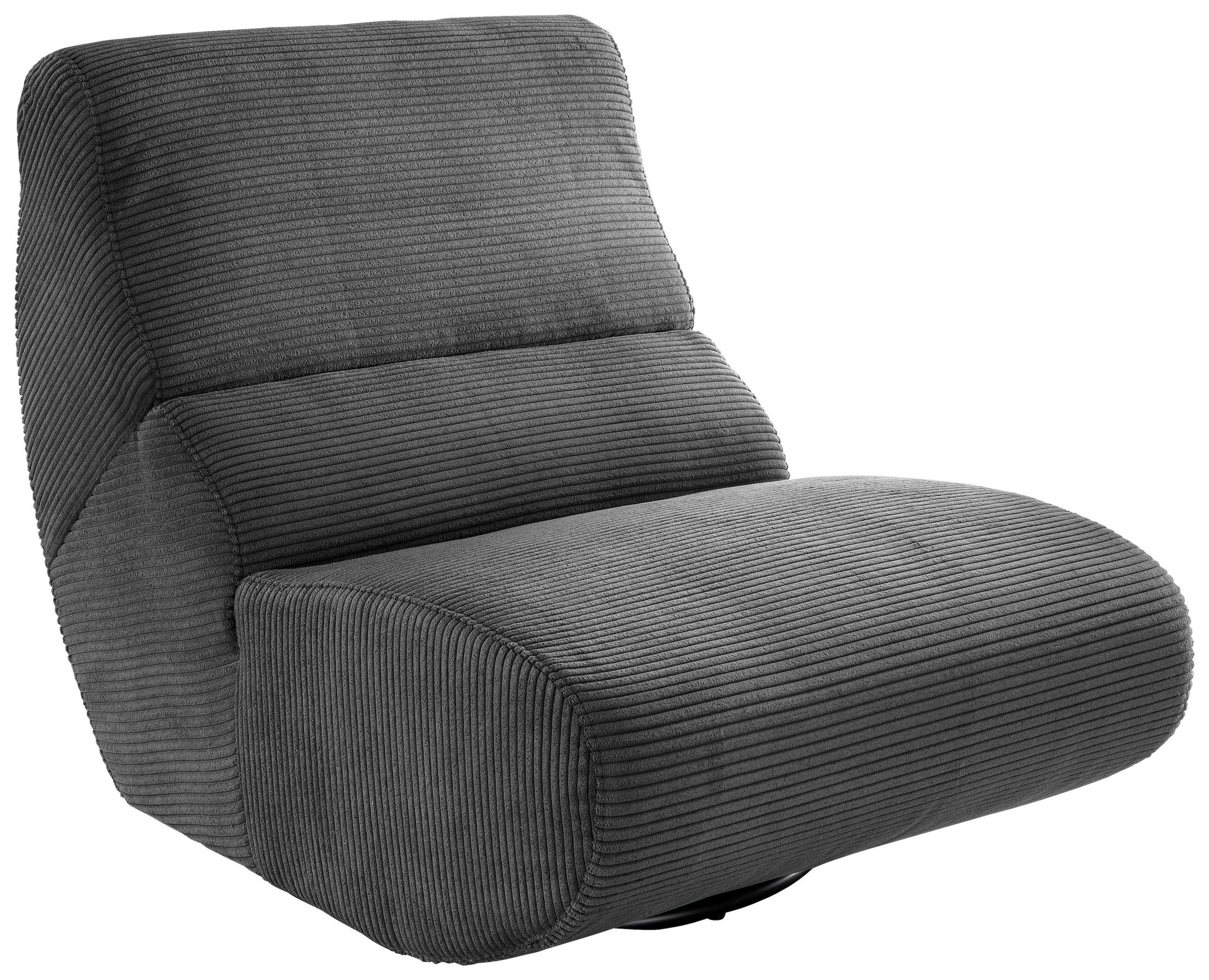 SESSEL in Cord Grau  - Schwarz/Grau, Design, Textil/Metall (74/85/105cm) - Livetastic