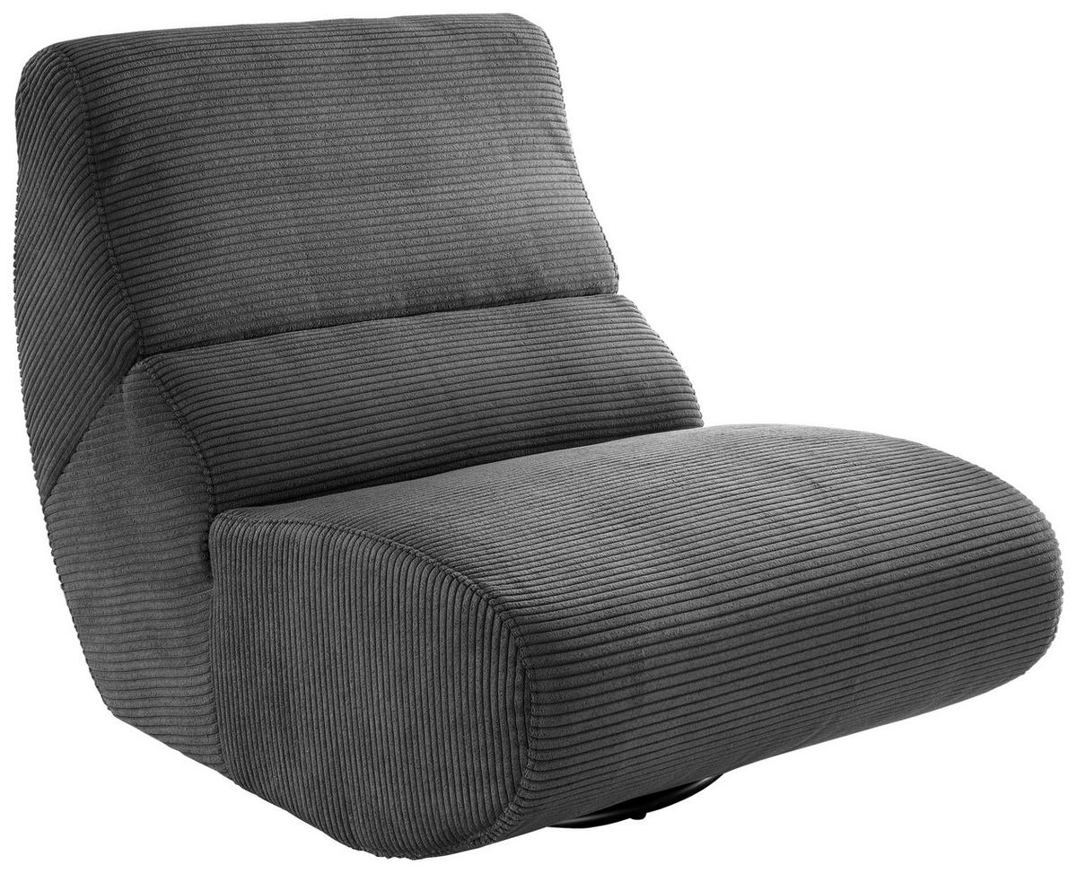 SESSEL in Cord Grau  - Schwarz/Grau, Design, Textil/Metall (74/85/105cm) - Livetastic