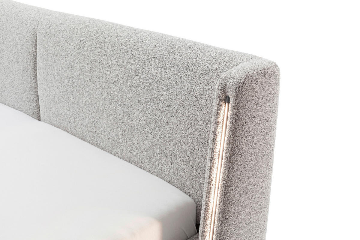 POLSTERBETT 180/200 cm  in Hellgrau  - Hellgrau/Schwarz, Modern, Textil/Metall (180/200cm) - Novel