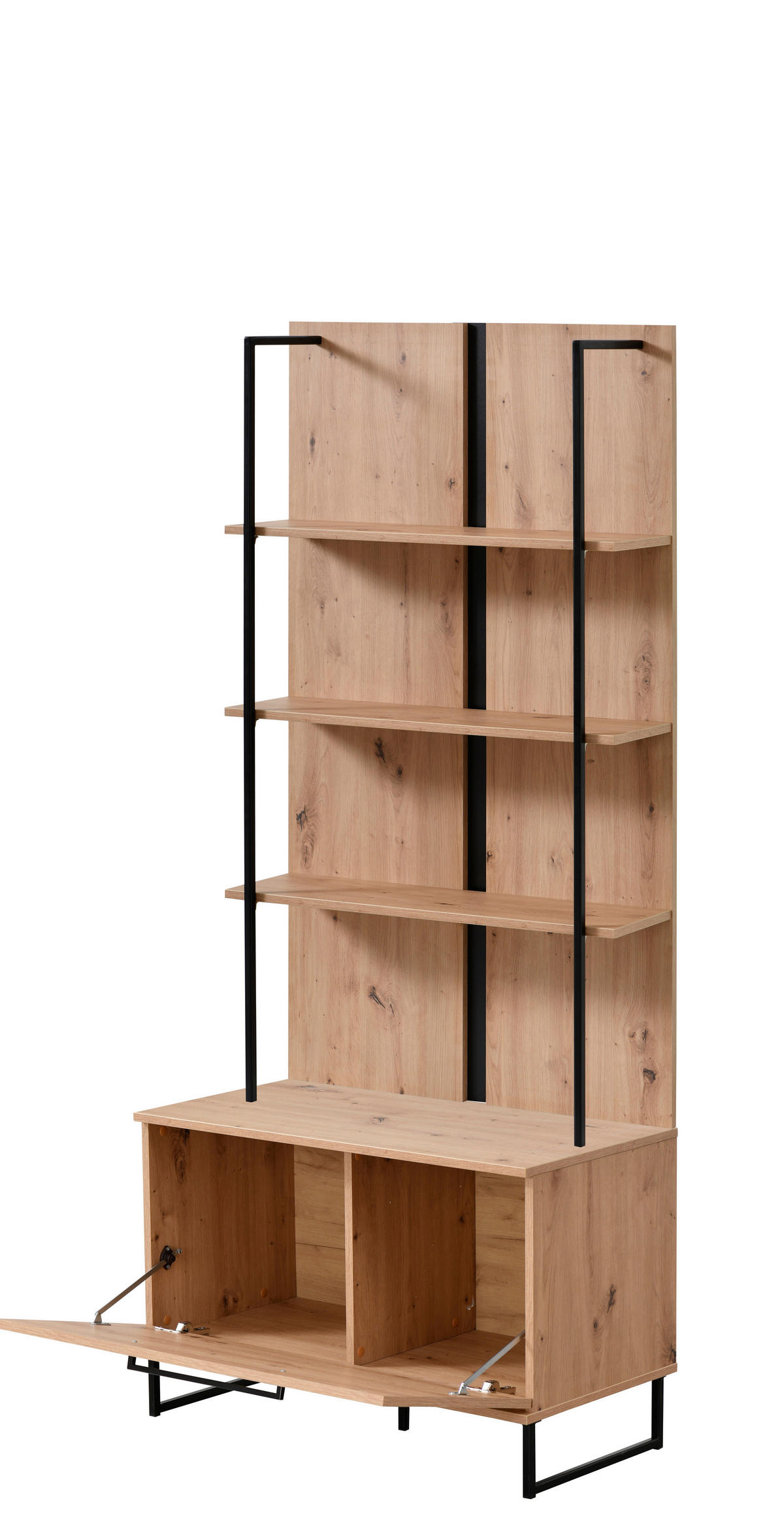 VITRÍNA, čierna, farba duba, 85/191,5/42 cm - čierna/farba duba, Basics, kompozitné drevo (85/191,5/42cm) - Xora