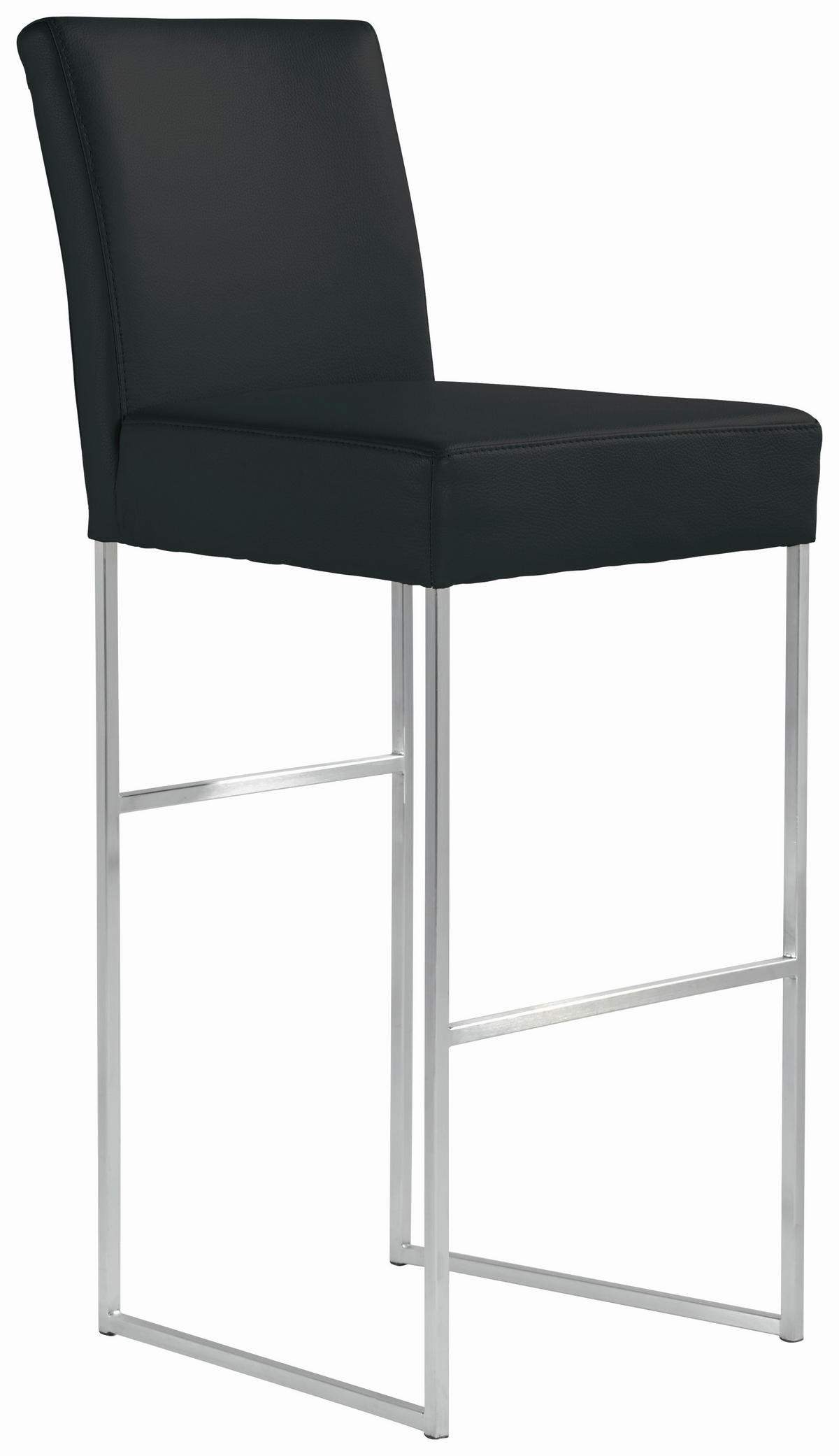 BARHOCKER Echtleder Schwarz Edelstahl Lederauswahl  - Schwarz, Design, Leder/Metall (47/112/60cm) - Musterring