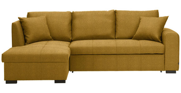 ECKSOFA inkl.Funktionen Dunkelgelb Webstoff  - Dunkelgelb/Schwarz, Design, Kunststoff/Textil (158/238cm) - Xora