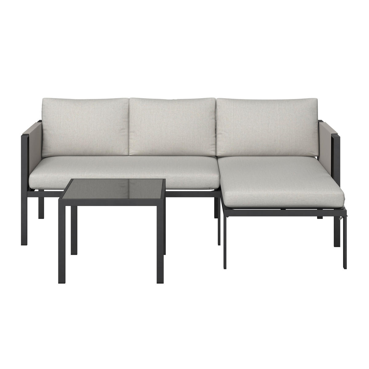 LOUNGEGARNITUR 191,5/120 cm Eisen  - Schwarz/Grau, Design, Glas/Textil (191,5/120cm) - Ambia Garden