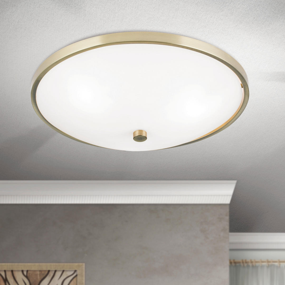 DECKENLEUCHTE Aida 39,5/12,5 cm   - Bronzefarben, KONVENTIONELL, Glas/Metall (39,5/12,5cm)