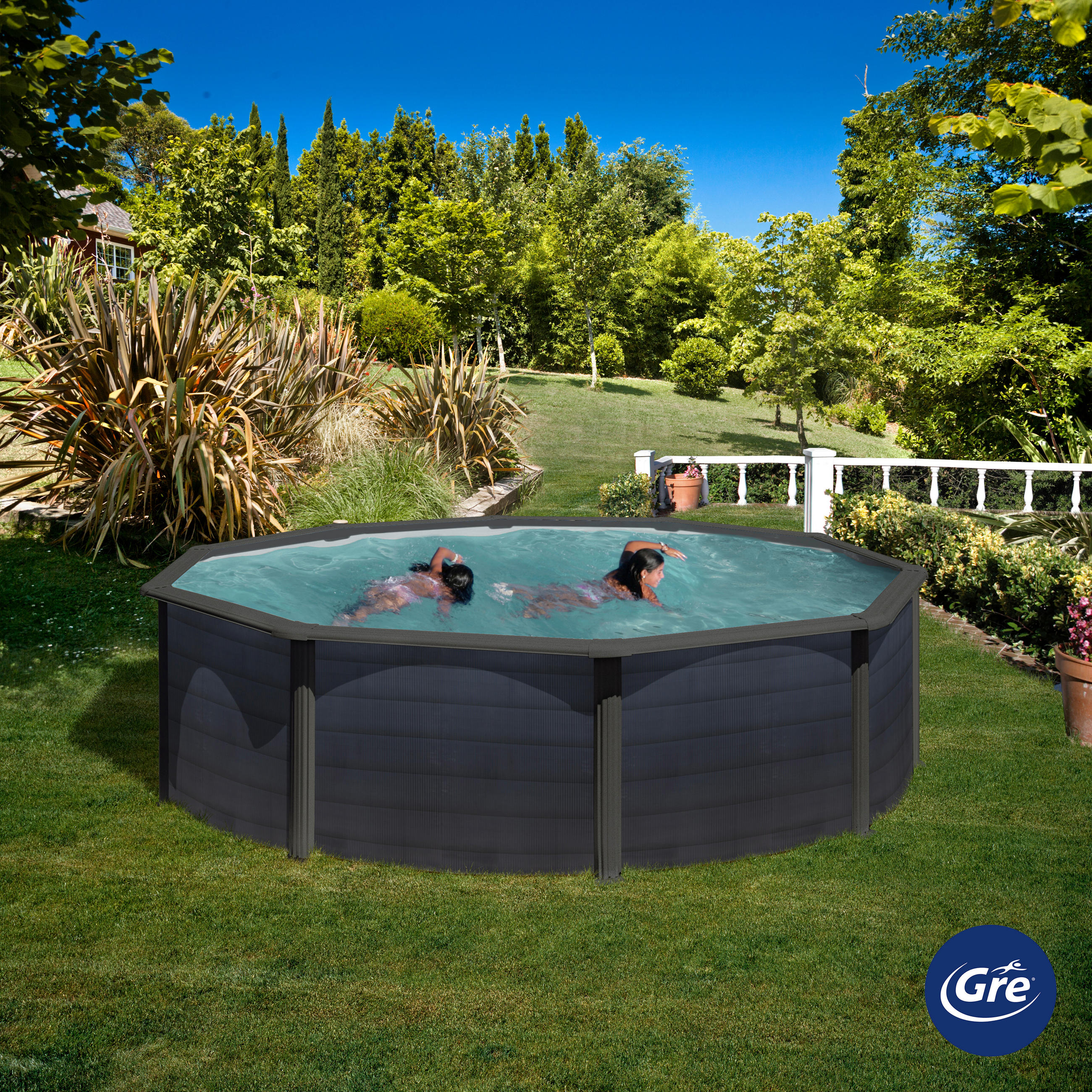 POOL GRE KEA KIT460GF 2023 460/460/120 cm  - Graphitfarben, KONVENTIONELL, Metall (460/460/120cm) - Gre