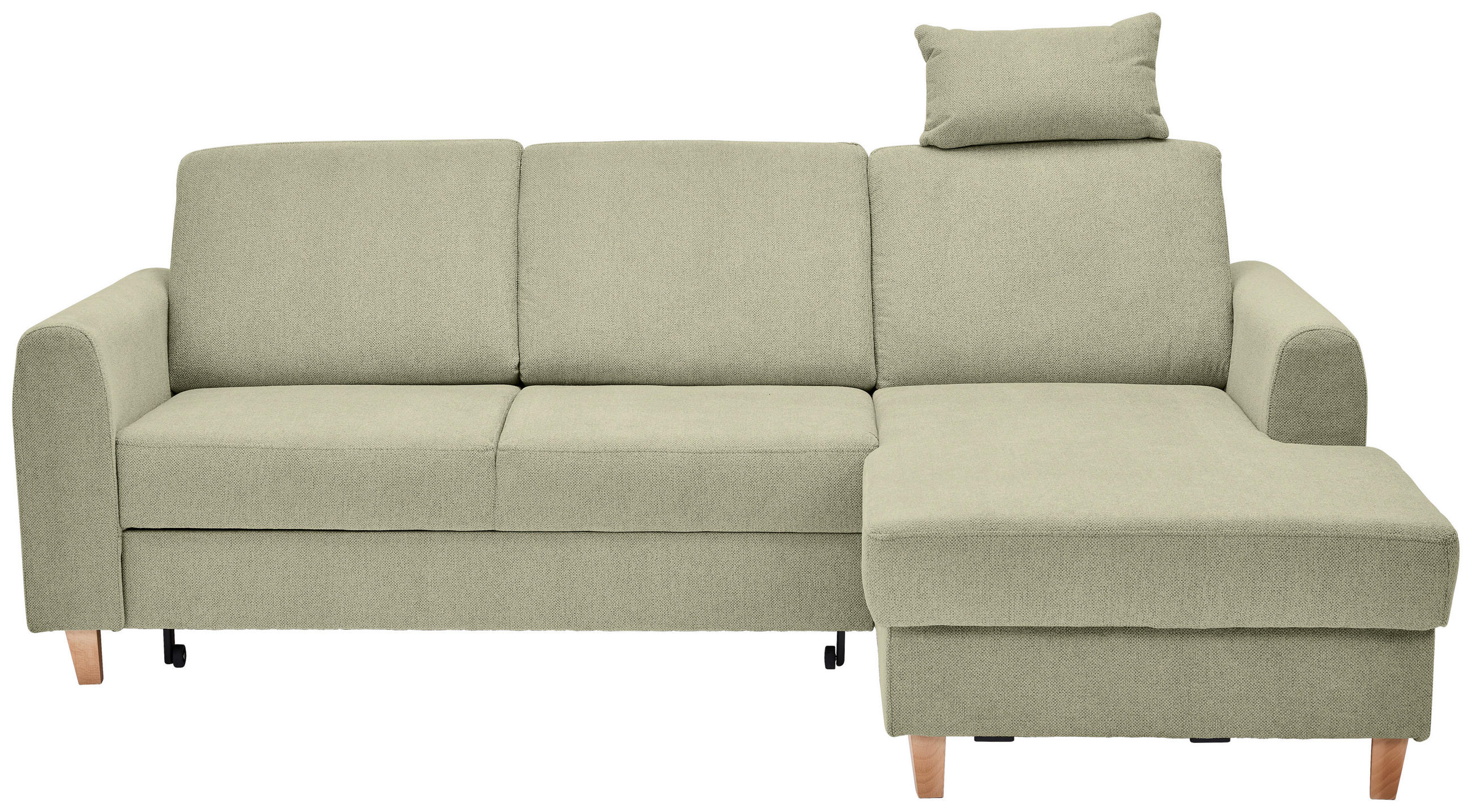 ECKSOFA Hellgrün Flachgewebe  - Buchefarben/Hellgrün, KONVENTIONELL, Holz/Textil (241/166cm) - Carryhome