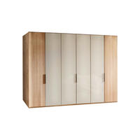 DREHTÜRENSCHRANK 300/216/58 cm,  in Champagner, Eiche Bianco, 6 Tür(en)  - Schieferfarben/Eiche Bianco, KONVENTIONELL, Glas/Holz (300/216/58cm) - Venda