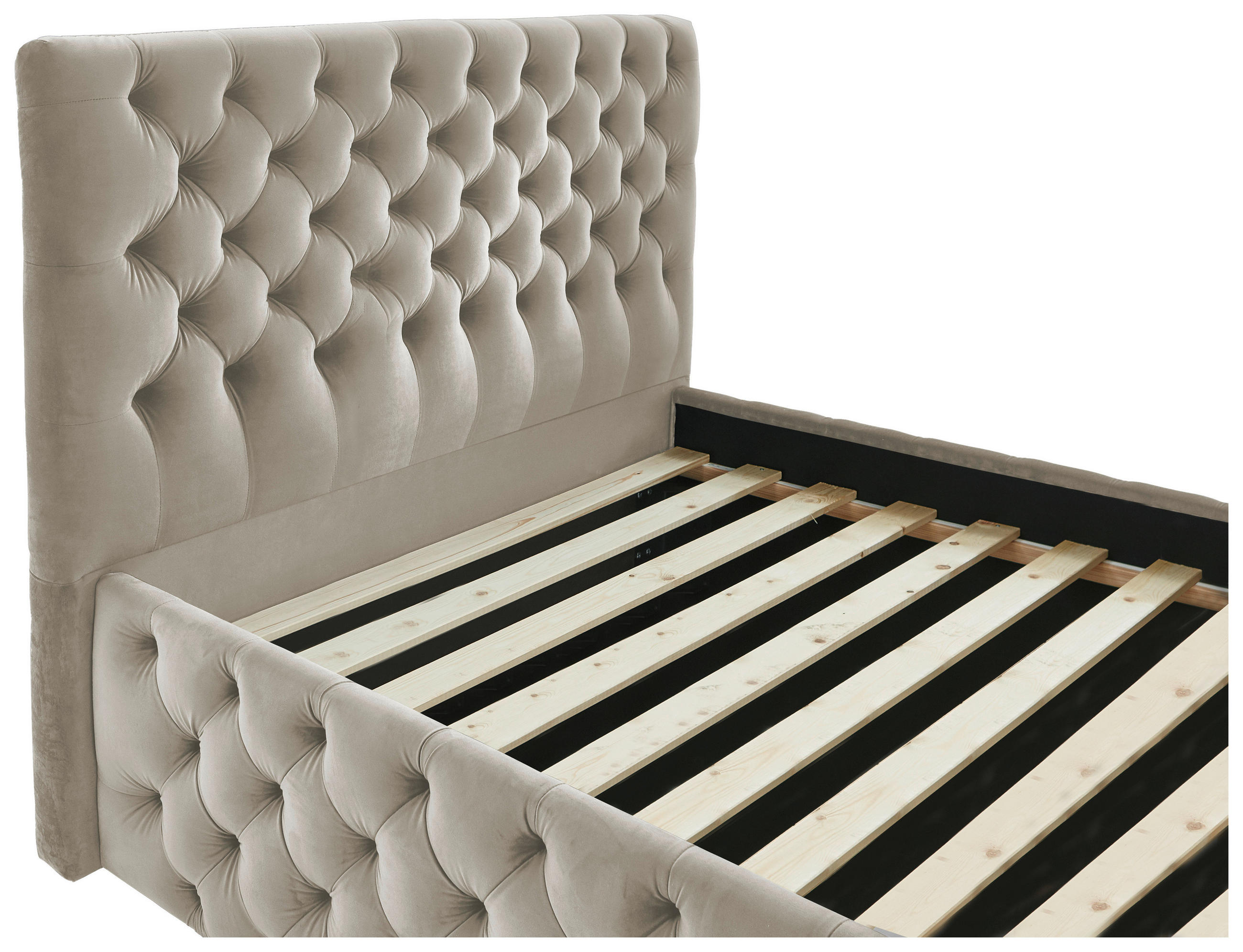 POLSTERBETT gepolstertes Kopfteil 140/200 cm  in Beige  - Beige/Schwarz, KONVENTIONELL, Kunststoff/Textil (140/200cm) - home24