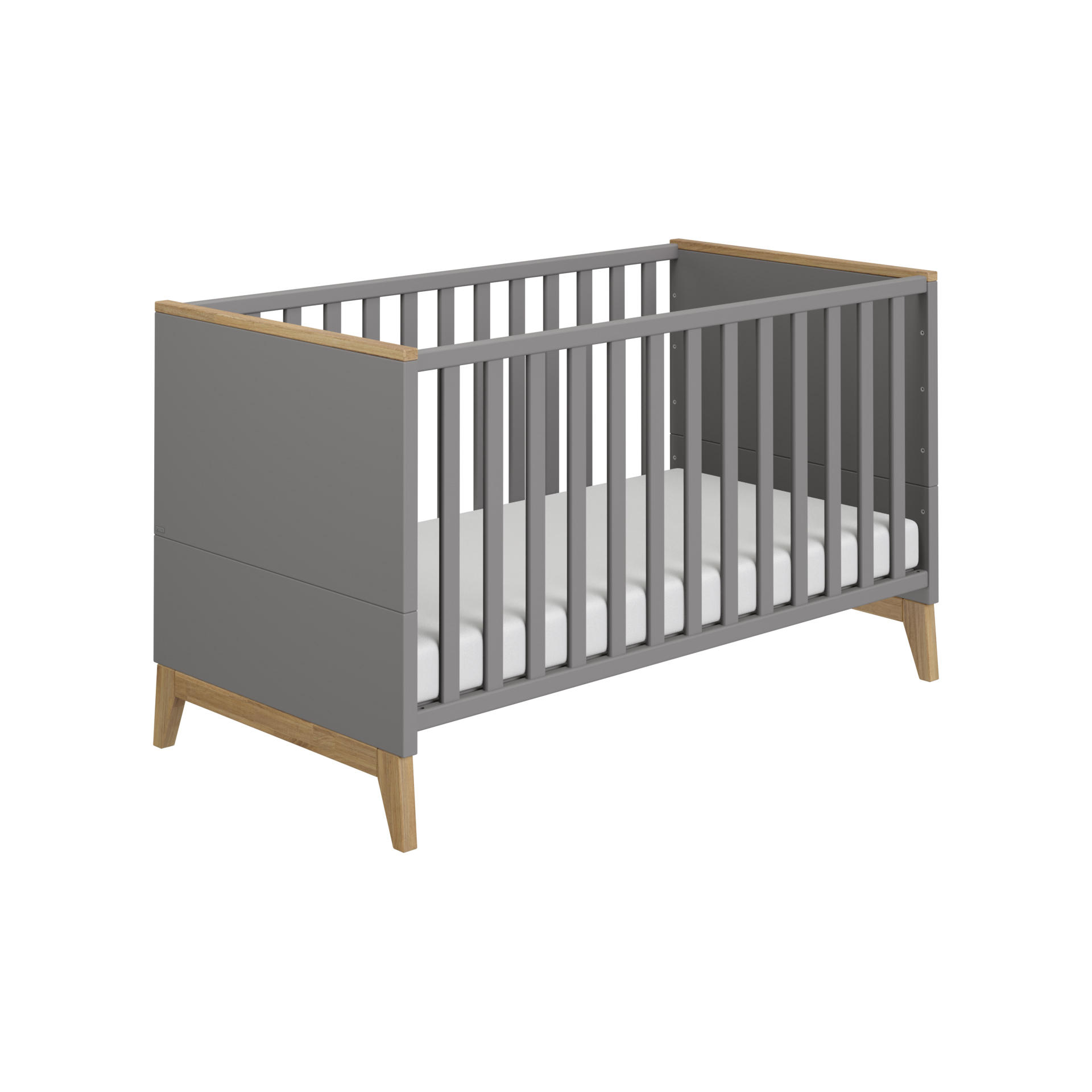 GITTERBETT Sten 145,4/76,2/85,4 cm  - Eichefarben/Grau, Design, Holz/Holzwerkstoff (145,4/76,2/85,4cm) - Paidi
