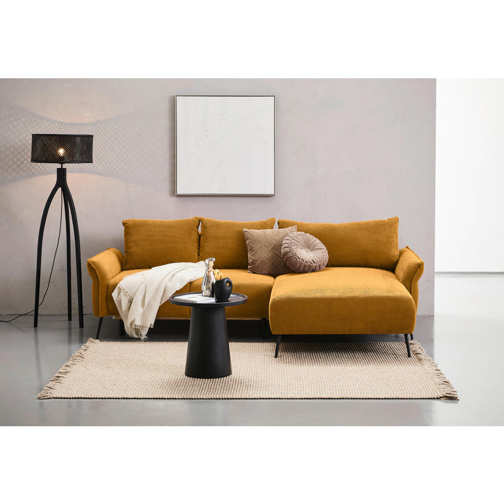Thumbnail - Carryhome Ecksofa, Currygelb, Textil, 3-Sitzer, Füllung: Schaumstoffflocken, Ottomane rechts, L-Form, 255x164 cm, Made i...