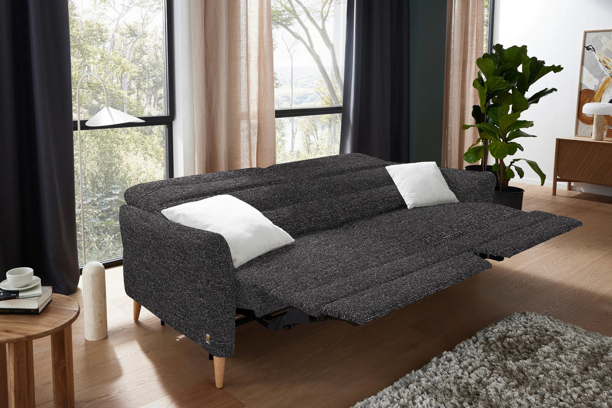 2-SITZER-SOFA  in Webstoff Dunkelgrau  - Eiche Bianco/Dunkelgrau, Design, Holz/Textil (234-262/85-106/98-112cm) - Dieter Knoll