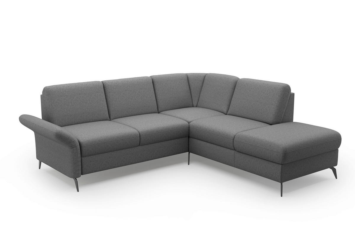 ECKSOFA ROCHELLE E Dunkelgrau Flachgewebe  - Dunkelgrau/Schwarz, KONVENTIONELL, Textil/Metall (240/216cm) - Sit & More