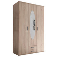 OMARA S KLASIČNIMI VRATI, hrast sonoma  - barve aluminija/hrast sonoma, Konvencionalno, umetna masa/steklo (120/195/55cm) - Carryhome