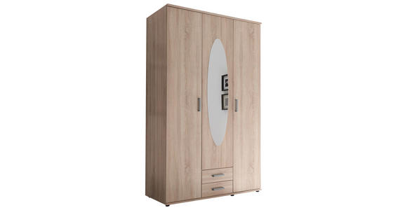 DREHTÜRENSCHRANK in Sonoma Eiche - Alufarben/Sonoma Eiche, KONVENTIONELL, Glas/Holzwerkstoff (120/195/55cm) - Carryhome
