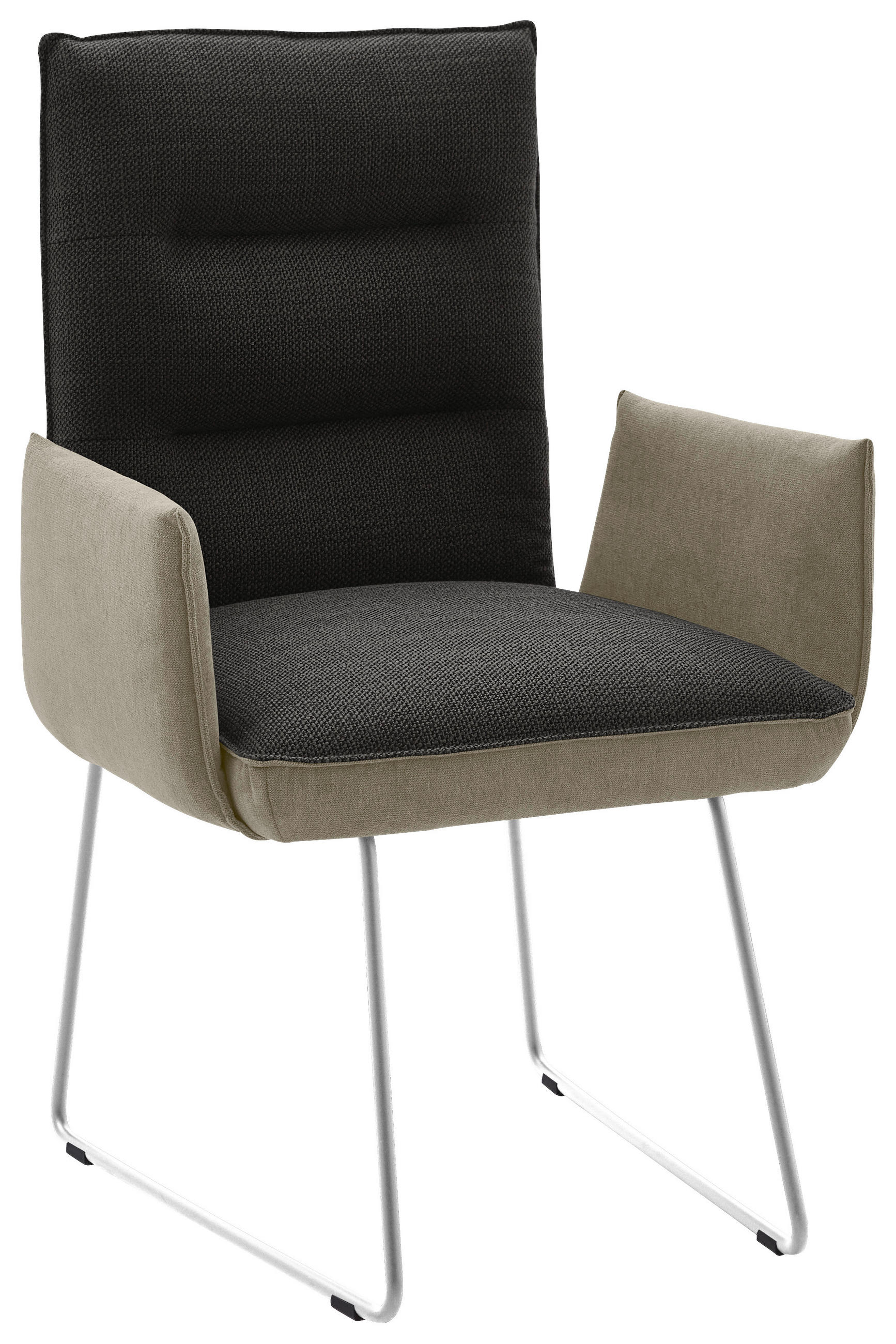 ARMLEHNSTUHL  in Stahl Flachgewebe  - Edelstahlfarben/Greige, Design, Textil/Metall (59/93/59cm) - Dieter Knoll