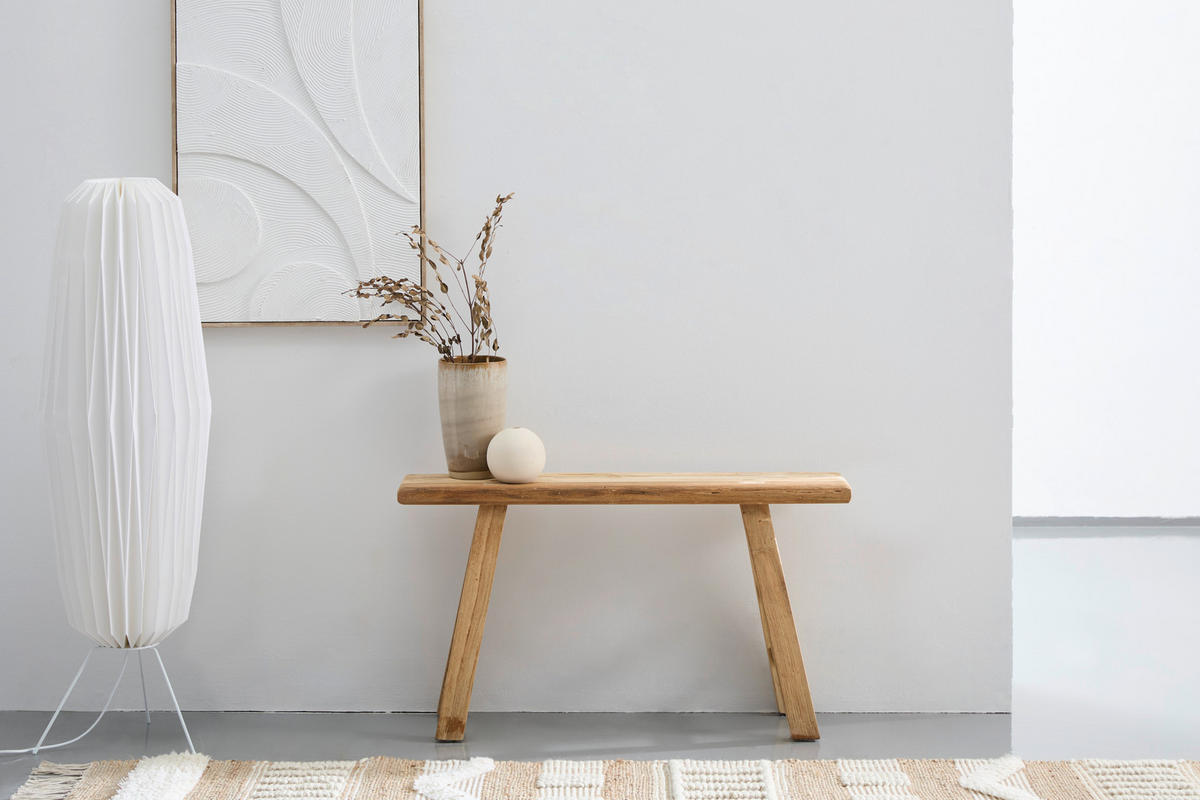 HOCKERBANK 90/50/25 cm Naturfarben Recyclingholz vollmassiv  - Naturfarben, Design, Holz (90/50/25cm) - Livetastic