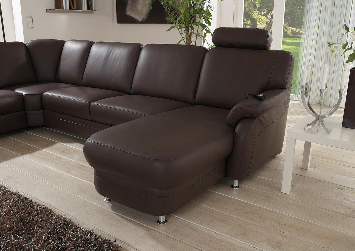 WOHNLANDSCHAFT in Echtleder Grau  - Alufarben/Grau, Konventionell, Leder/Metall (165/329/239cm) - Beldomo Premium