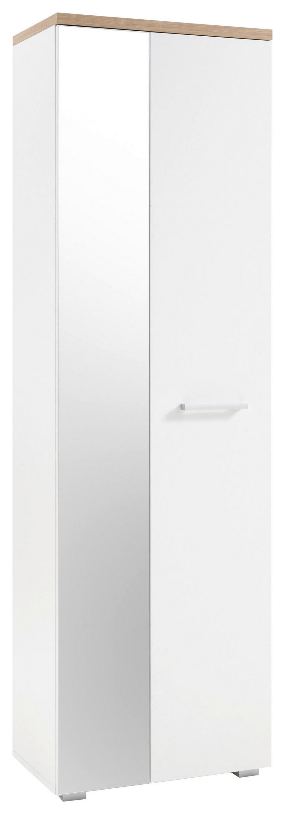 GARDEROBENSCHRANK Weiß, Eichefarben - Eichefarben/Silberfarben, MODERN, Glas/Holzwerkstoff (60/198/38cm) - MID.YOU